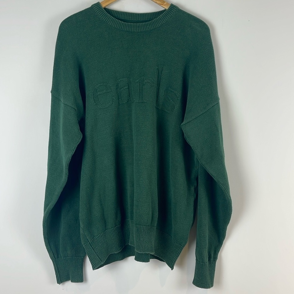 Earls 40th Anniversary Restaurant Retro Vibes Sweater Green Size Large